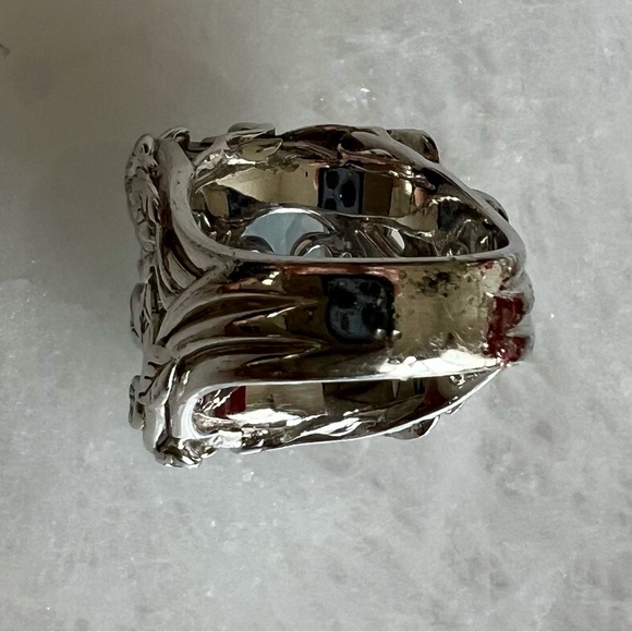 Rare Vintage Glam Jennifer Cary 925 Silver Blue Topaz w/small Diamonds Ring - Picture 8 of 15